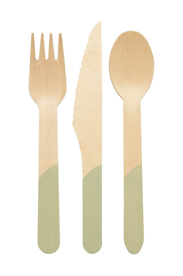 Sophistiplate Sage Wood Cutlery 24/pk