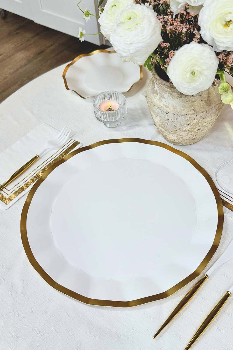 Sophistiplate Scalloped Charger Plate Gold & White