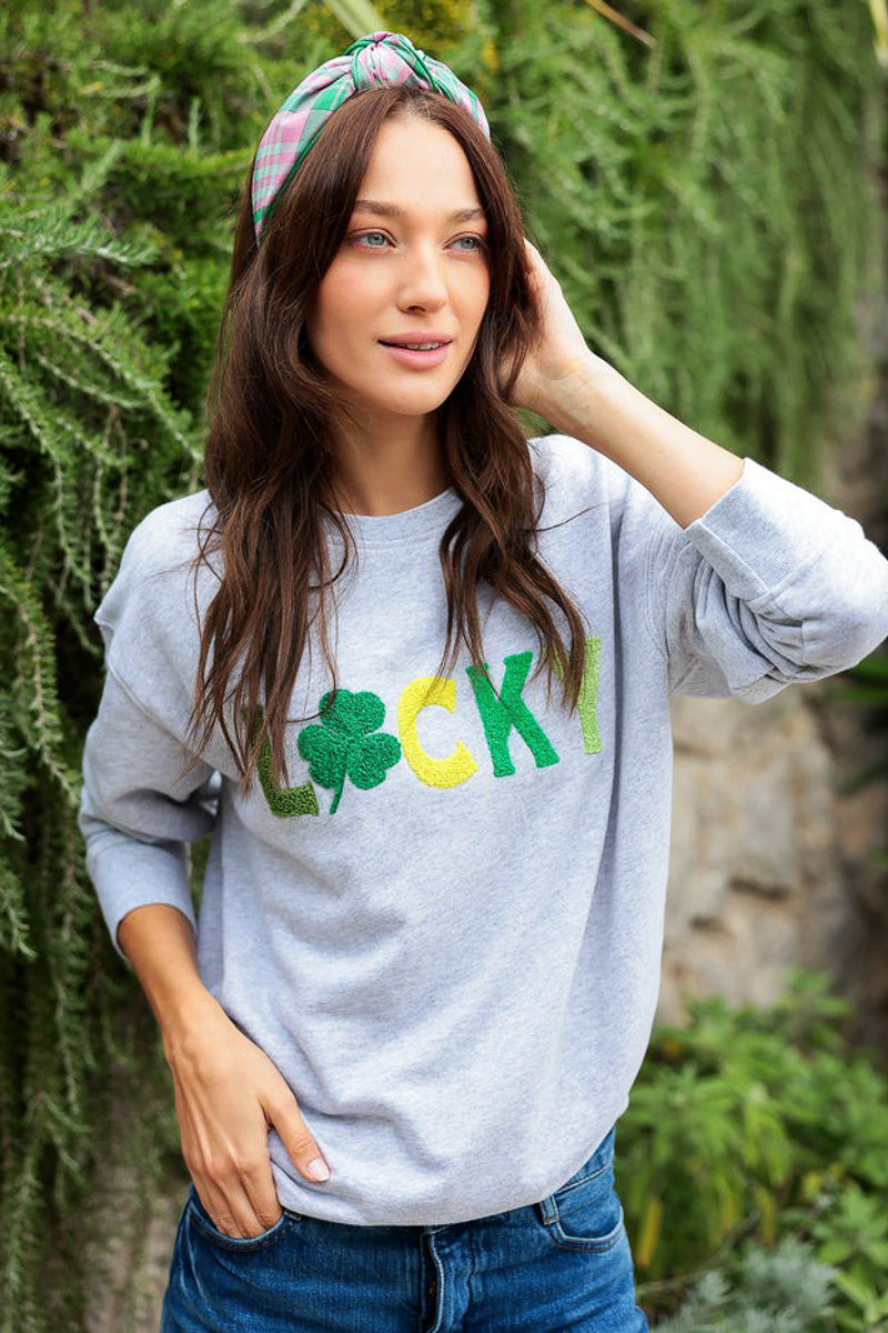 Shiraleah "Lucky" Sweatshirt Large Grey