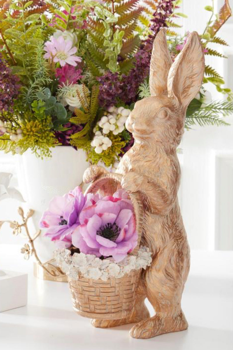 Easter Bunny with Basket 17" Gold
