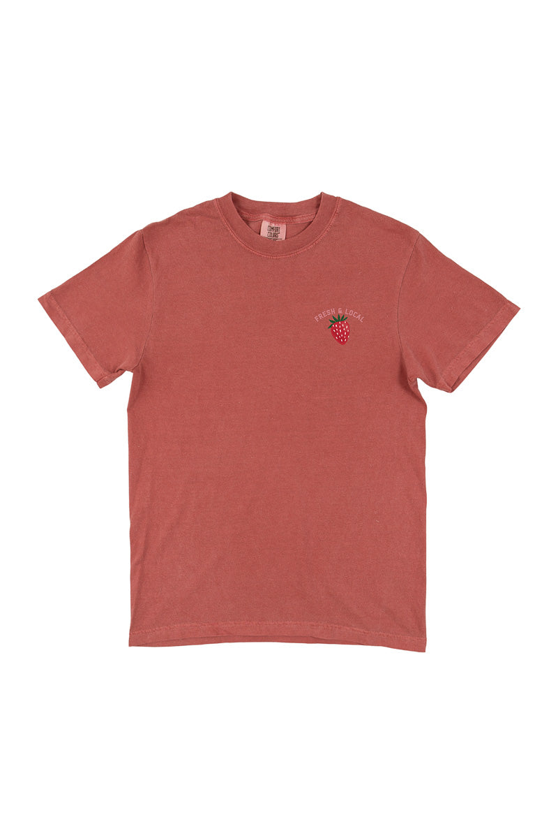Strawberry Farmers Market Tee Small Crimson