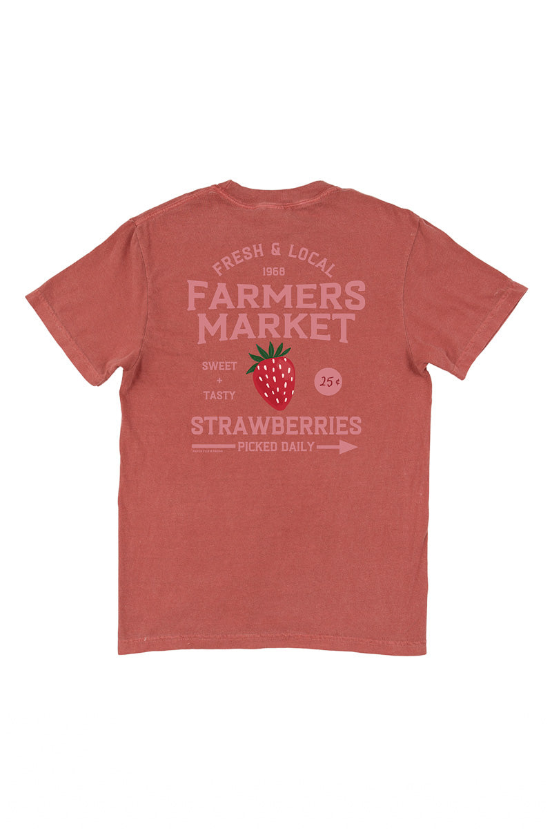 Strawberry Farmers Market Tee Small Crimson