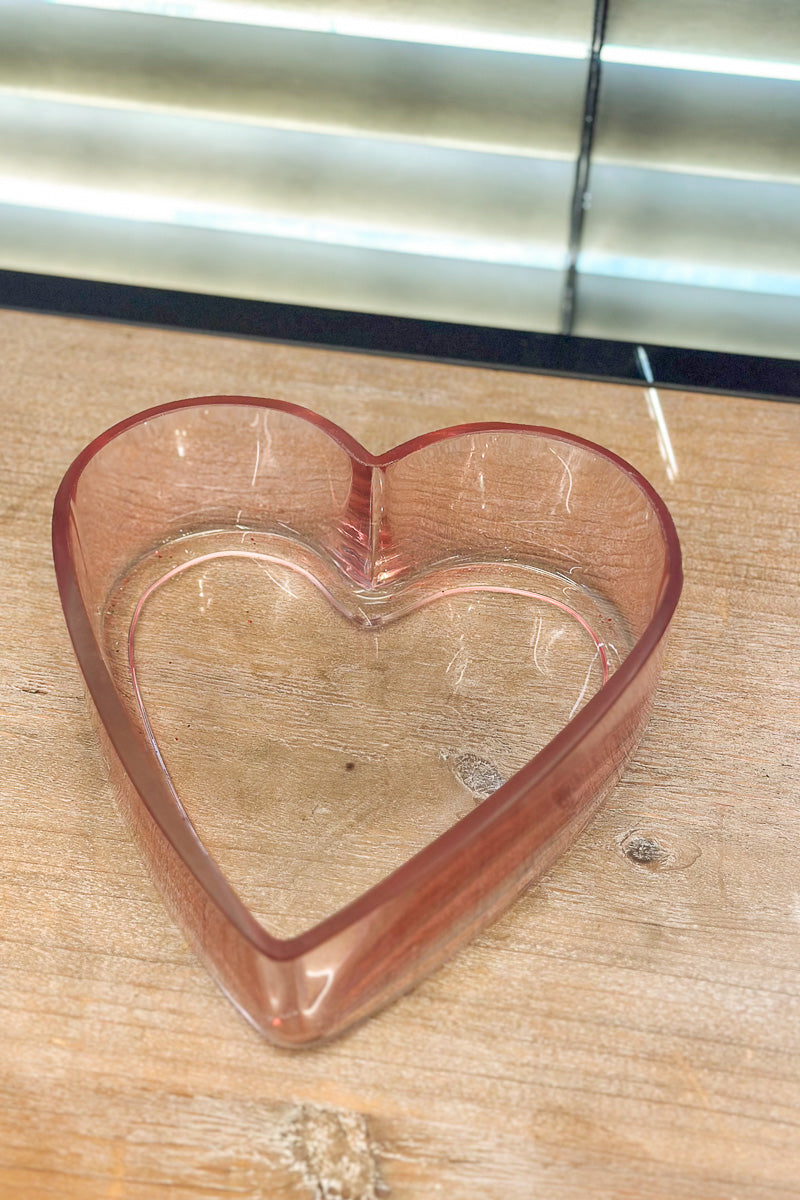 Heart Shaped Glass Vase 6.5" Pink