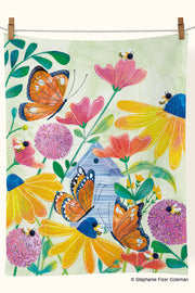 Cotton Tea Towel Butterflies & Bees