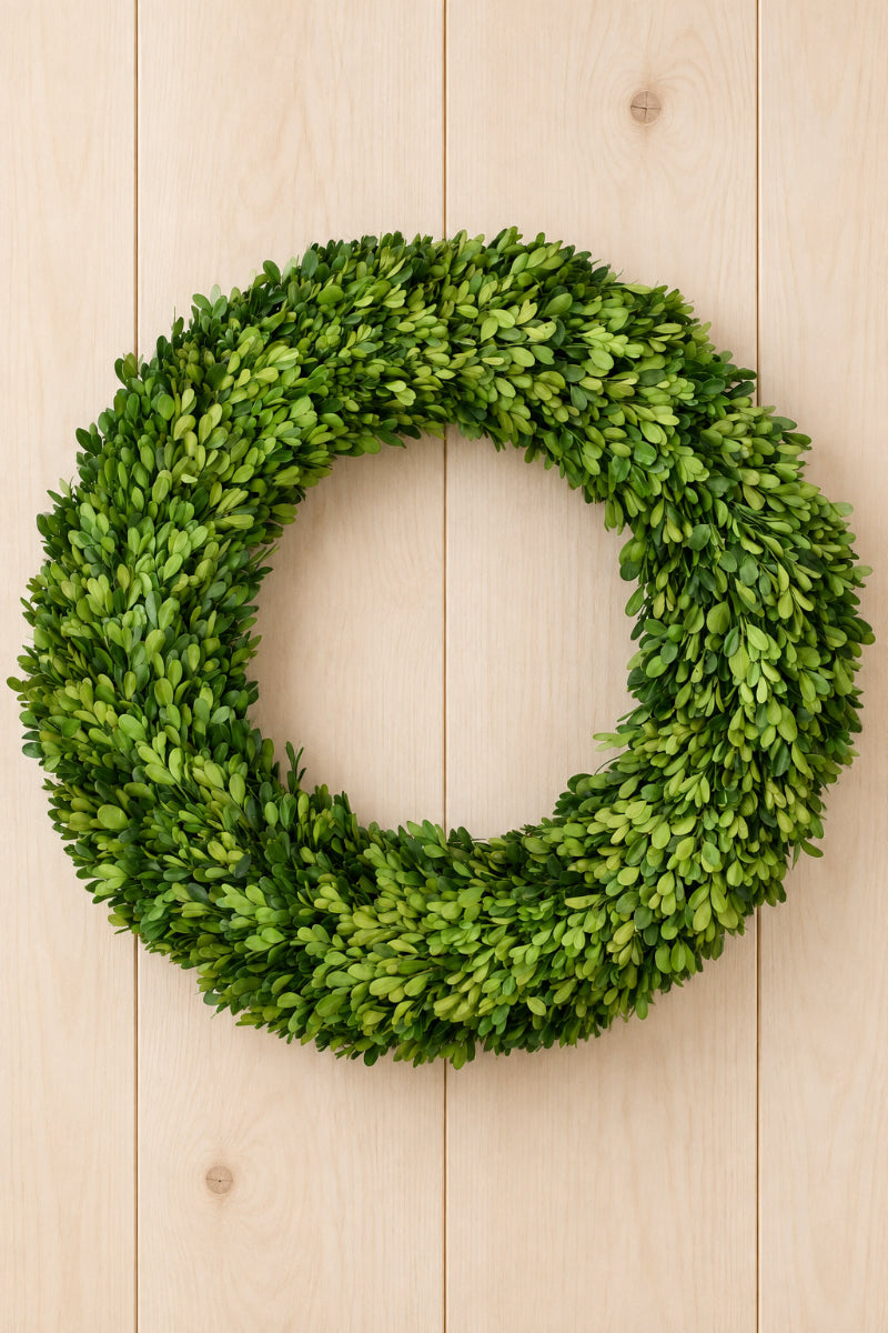 Preserved Boxwood Country Manor Round Wreath 20"