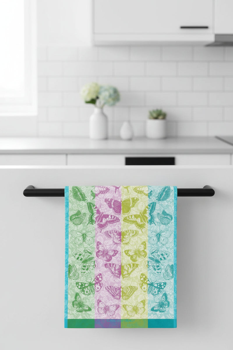 Garnier-Thiebaut Beaux Papillons Aquatique Kitchen Towel