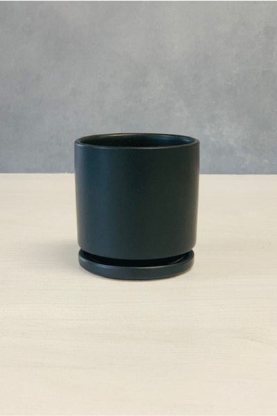 Black Cylinder Pot - 8.25"