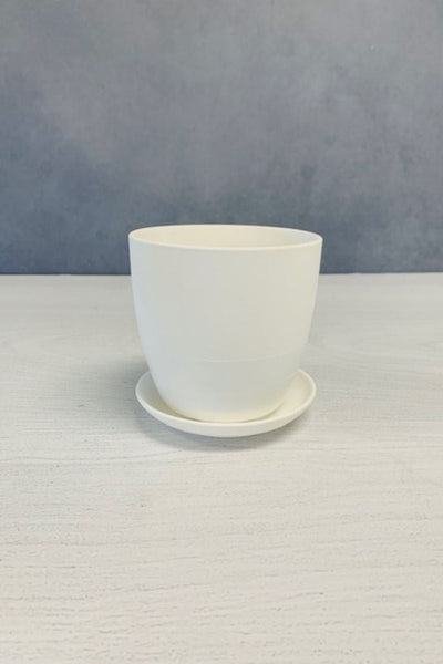 Chive Pot & Saucer Porcelain 3" White