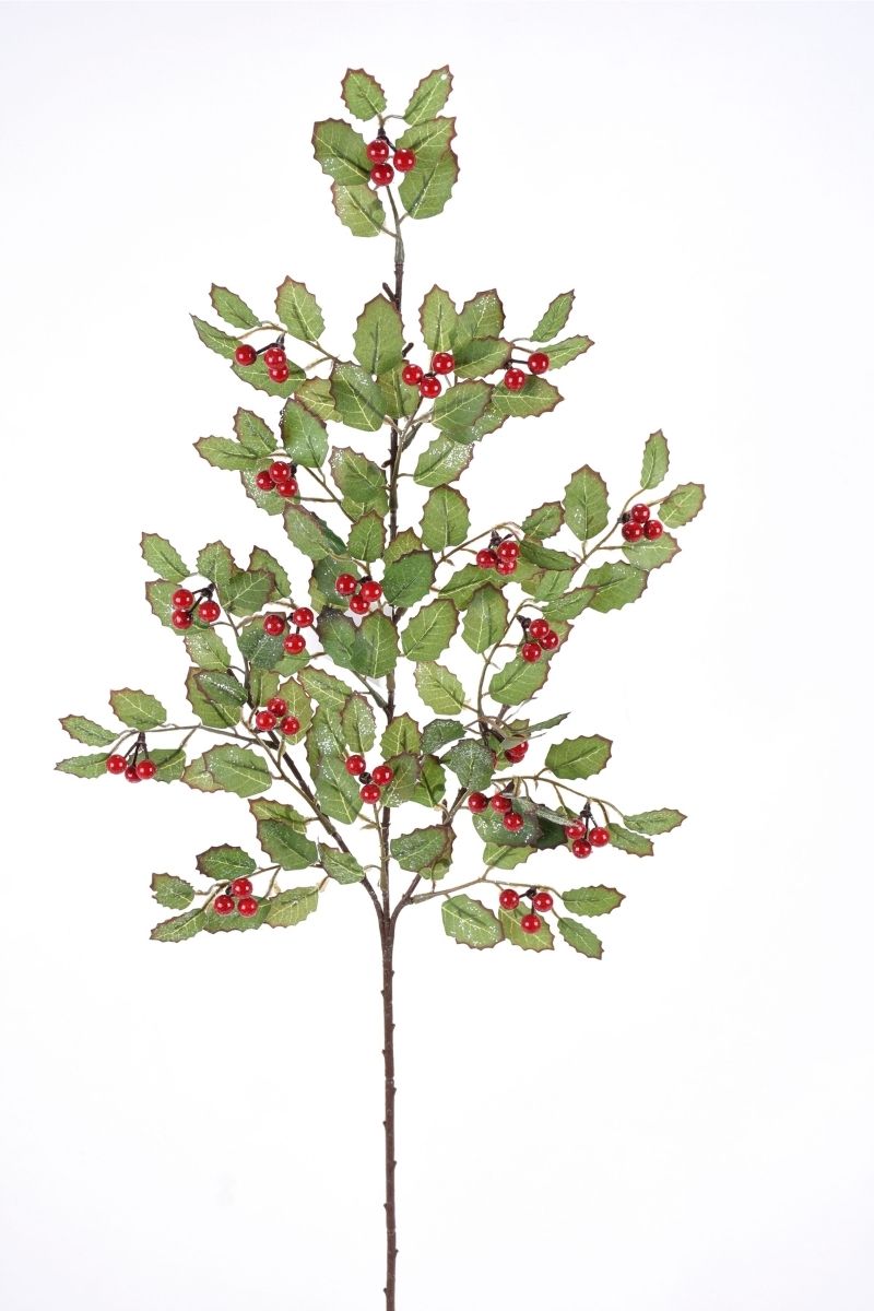 Faux Fosteri Holly Spray 28" Green/Red