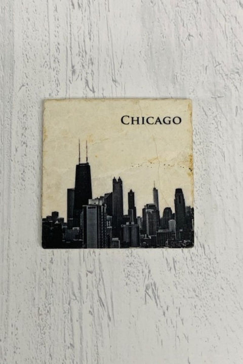 COASTER, B&W CHICAGO SKYLINE