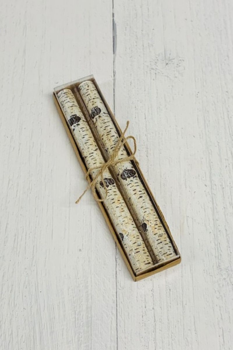 Birch Taper Candle Boxed 10" Set of 2