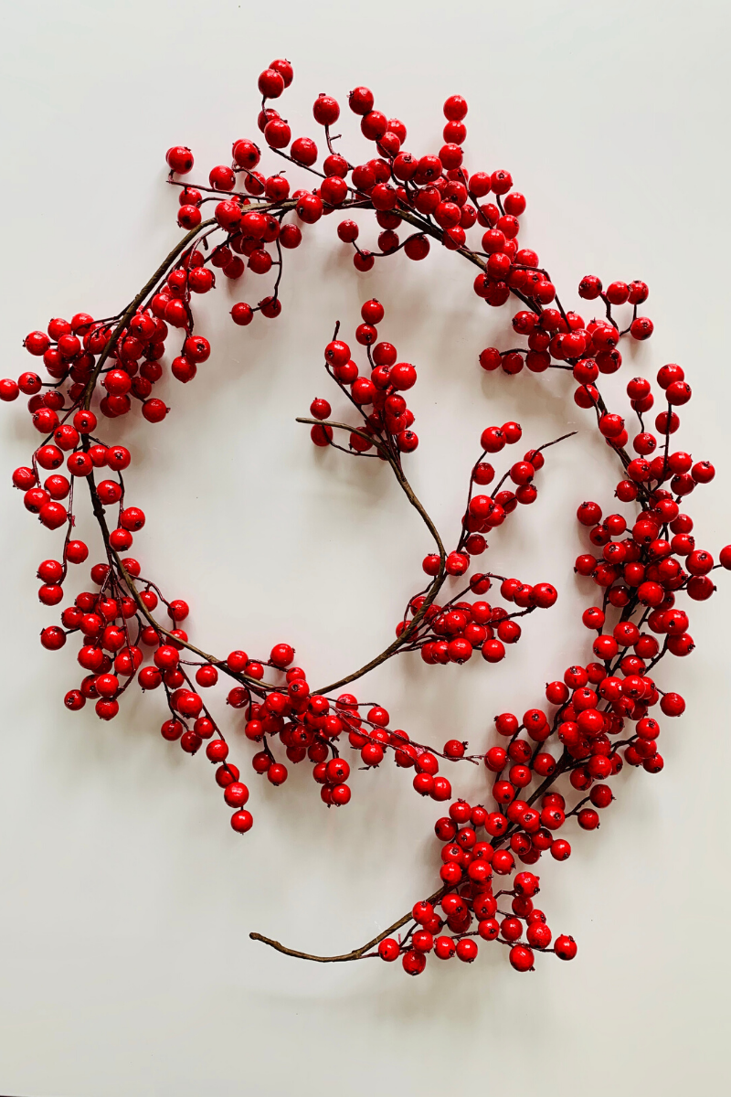 Faux Crabapple Garland 6'  Red
