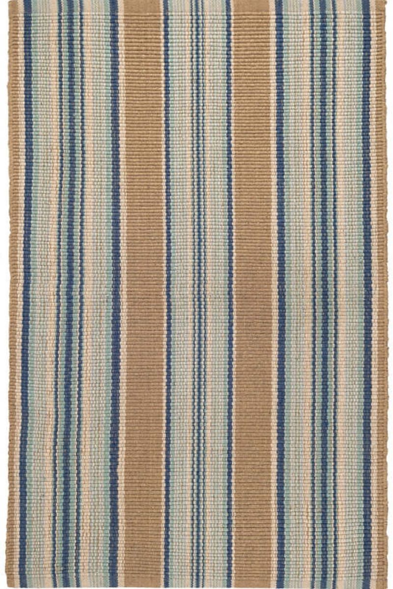 Dash & Albert Heron Stripe Handwoven Indoor/Outdoor Rug 3'x5' Blue