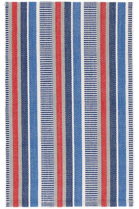 Dash & Albert Always Greener Blue/Red Handwoven Indoor/Outdoor Rug 2x3