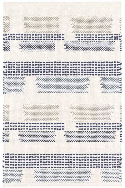 Dash & Albert Tread Lightly Navy Handwoven Cotton Rug 2x3