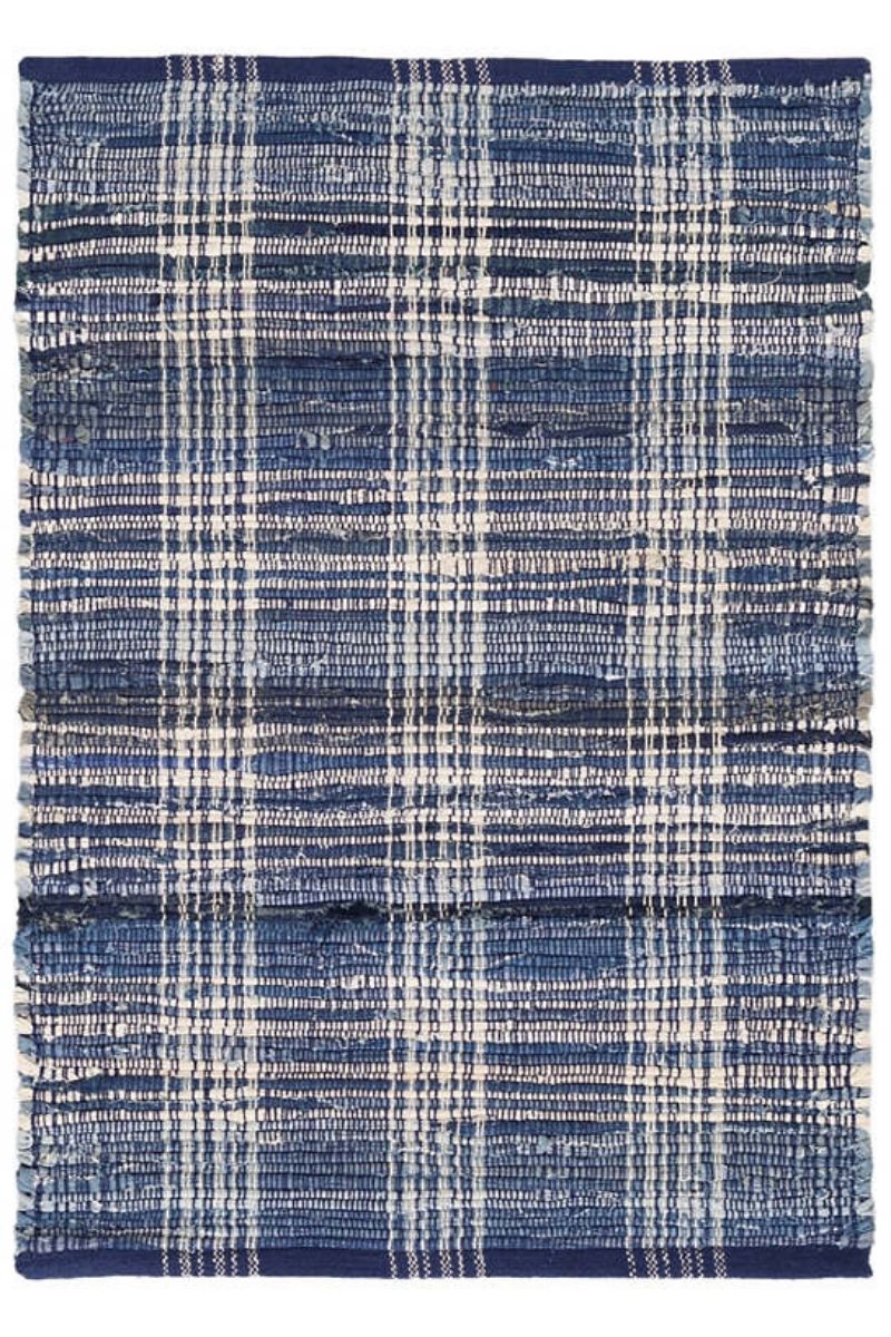 Dash & Albert Denim Plaid Handwoven Cotton Rug 2'x3'