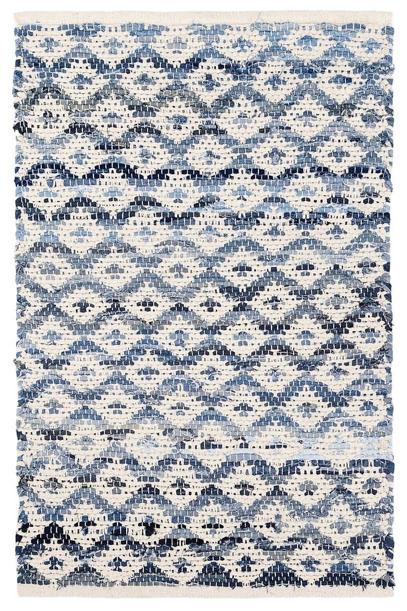 Dash & Albert Denim Rag Diamond Handwoven Cotton Rug 2'x3' Ivory