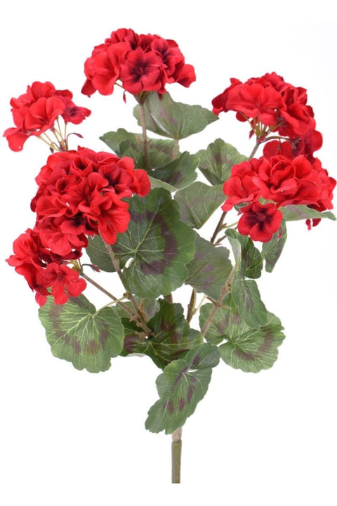 Faux Geranium Bush X7 18" Red