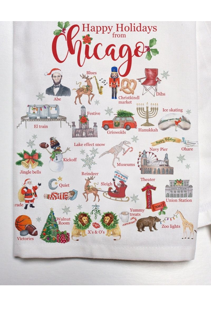 Dishique Chicago Holiday Alphabet Bar Towel