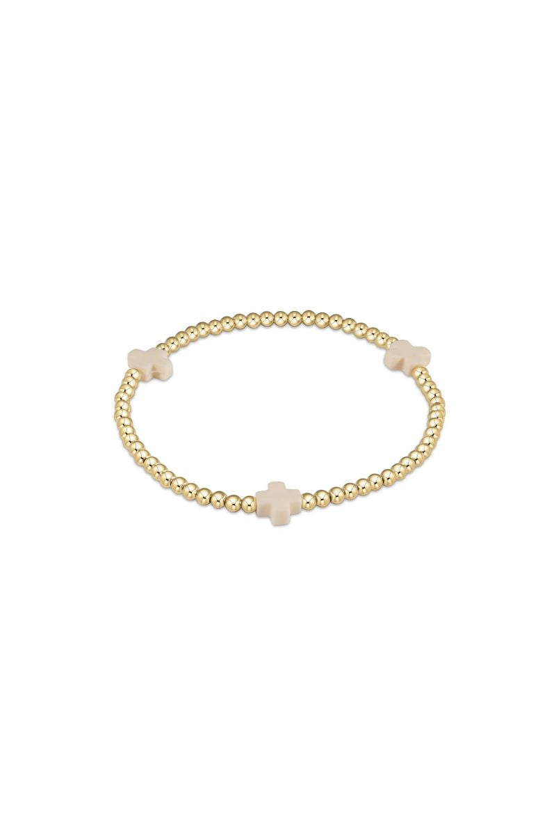 enewton Extends Signature Cross Gold 3mm Bead Bracelet White