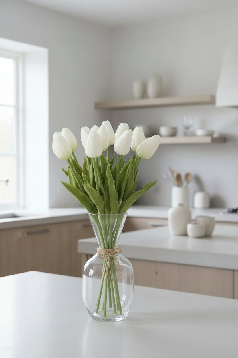 Faux Real Touch Mini Tulip Stem 10.5" White