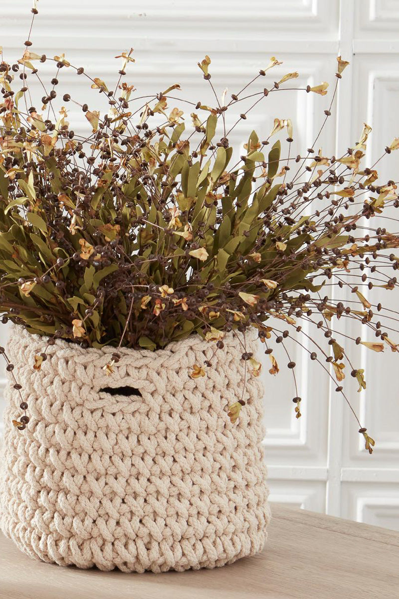 Faux Bead Bud Spray With Foliage 25" Black