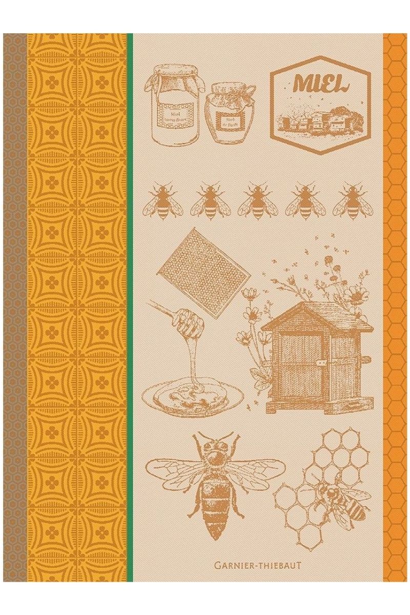Garnier-Thiebaut Miel Et Abeilles Ocre Kitchen Towel
