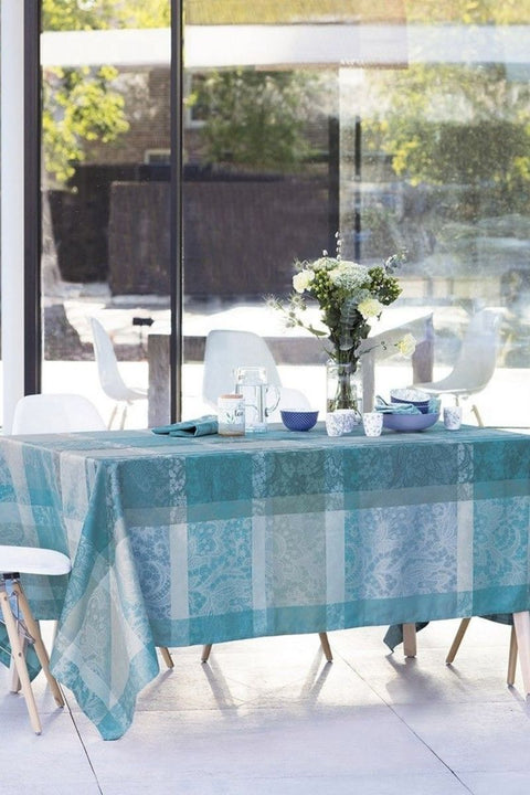 Garnier-Thiebaut Mille Dentelles Turquoise Tablecloth 71" x 71"