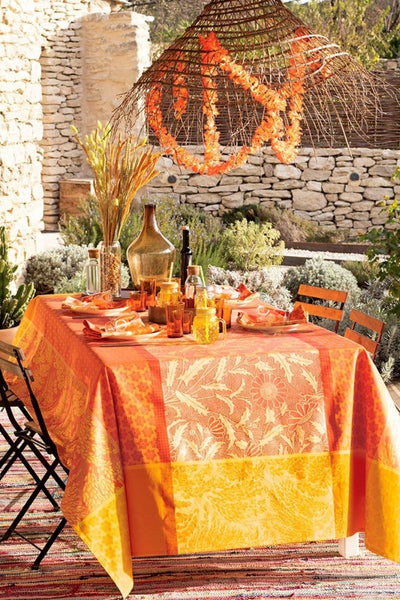 Garnier-Thiebaut Graminees Orange Tablecloth 69" x 69"