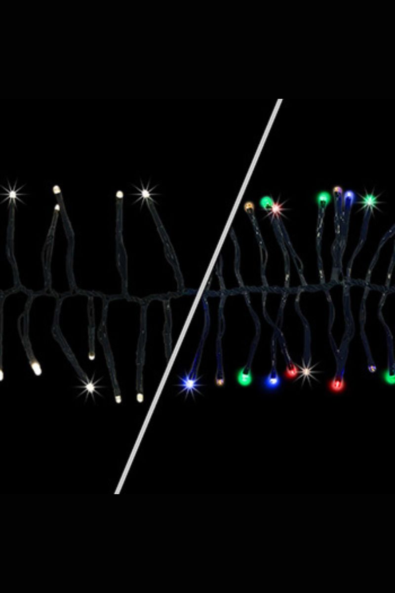 Cluster Garland Light Set 250 Lights Warm White to Multi Sparkle