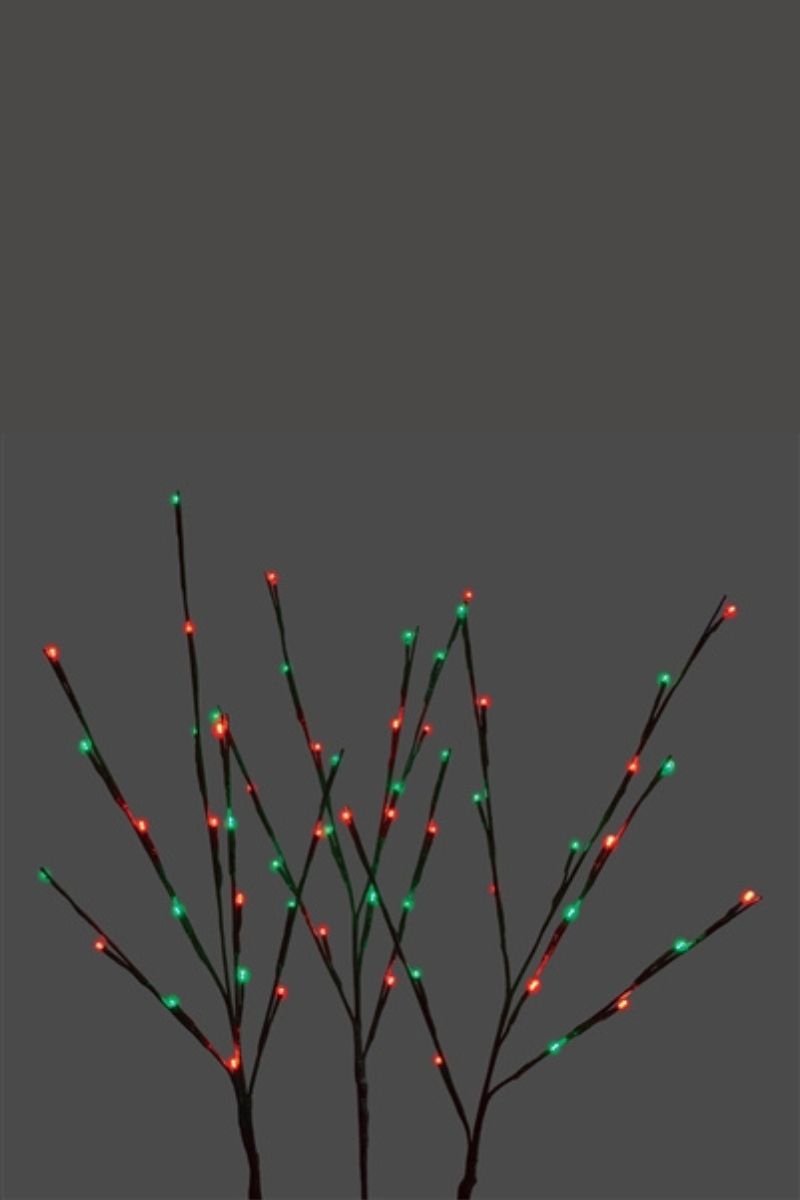 LED Twigs Set of 3 60 Lights Red & Green