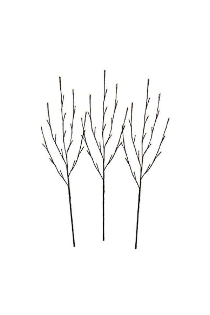 Twigs Cordless Rechargeable Set of 3 Brown/Warm White