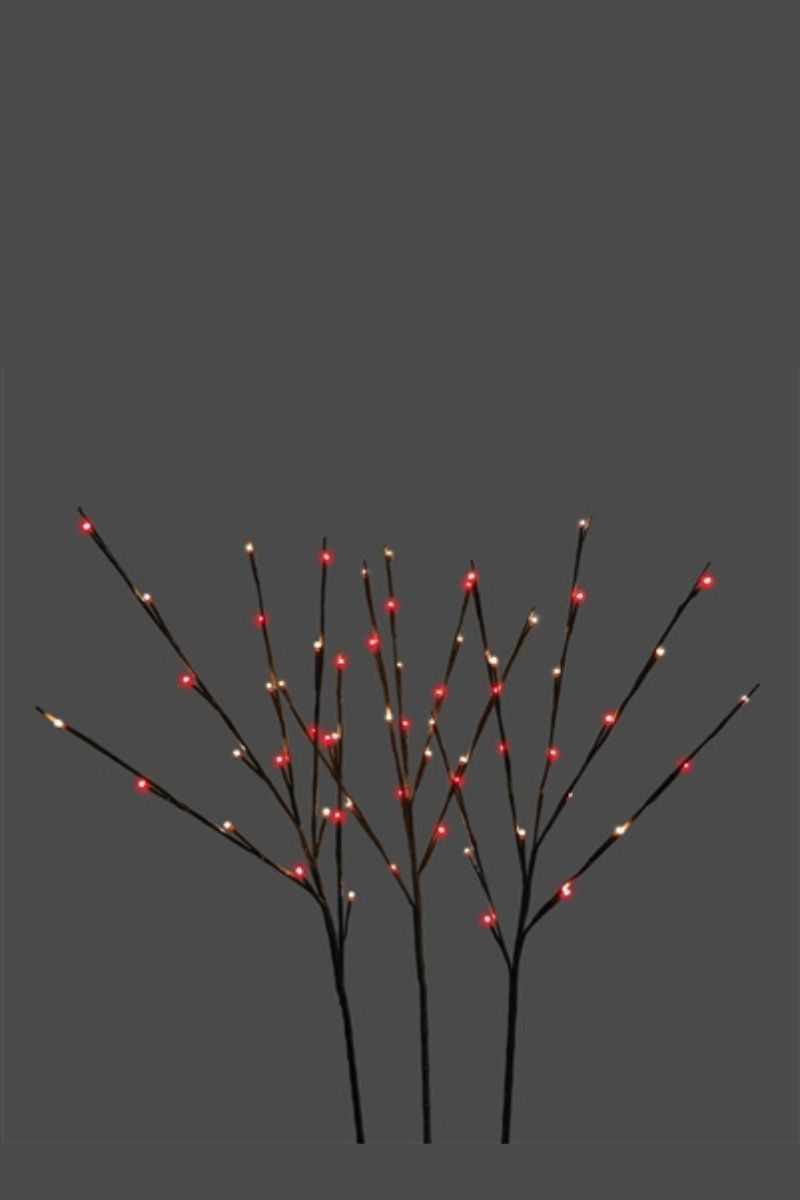Twigs LED Set of 3 60 Lights Red & Warm White