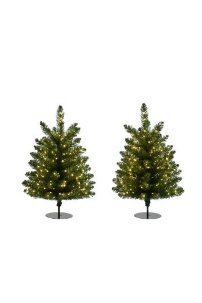 Walkway Cascade Light Trees 24" Warm White Twinkle Lights Set of 2