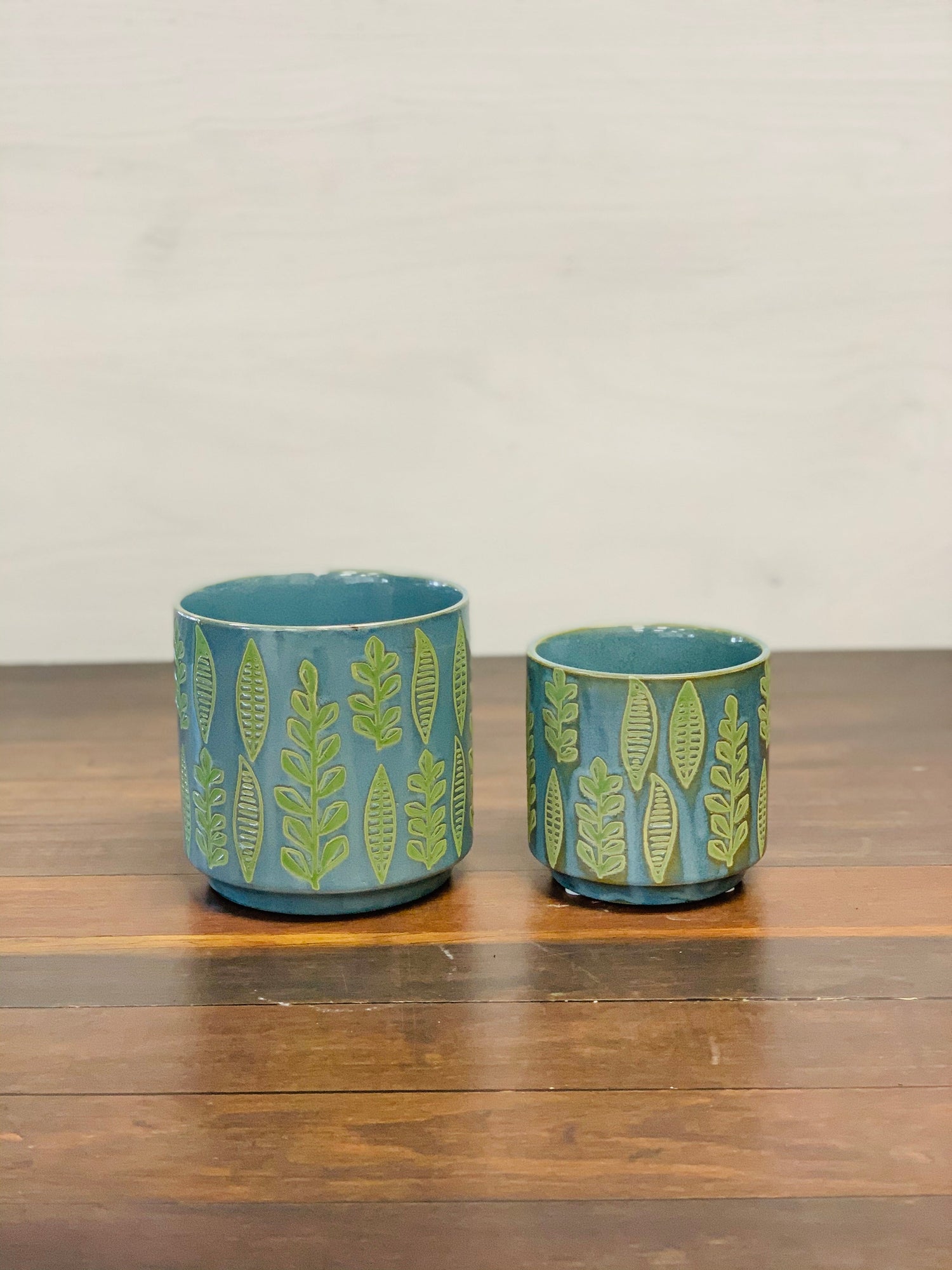 Alfresco Random Leaf Petits Pot 4.75" Blue Green