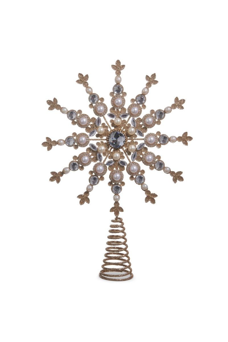 Jeweled and Pearl Star Tree Topper 13.5"