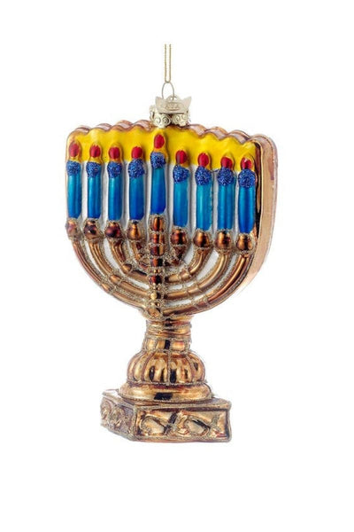 ORN, MENORAH 4.5" GLASS