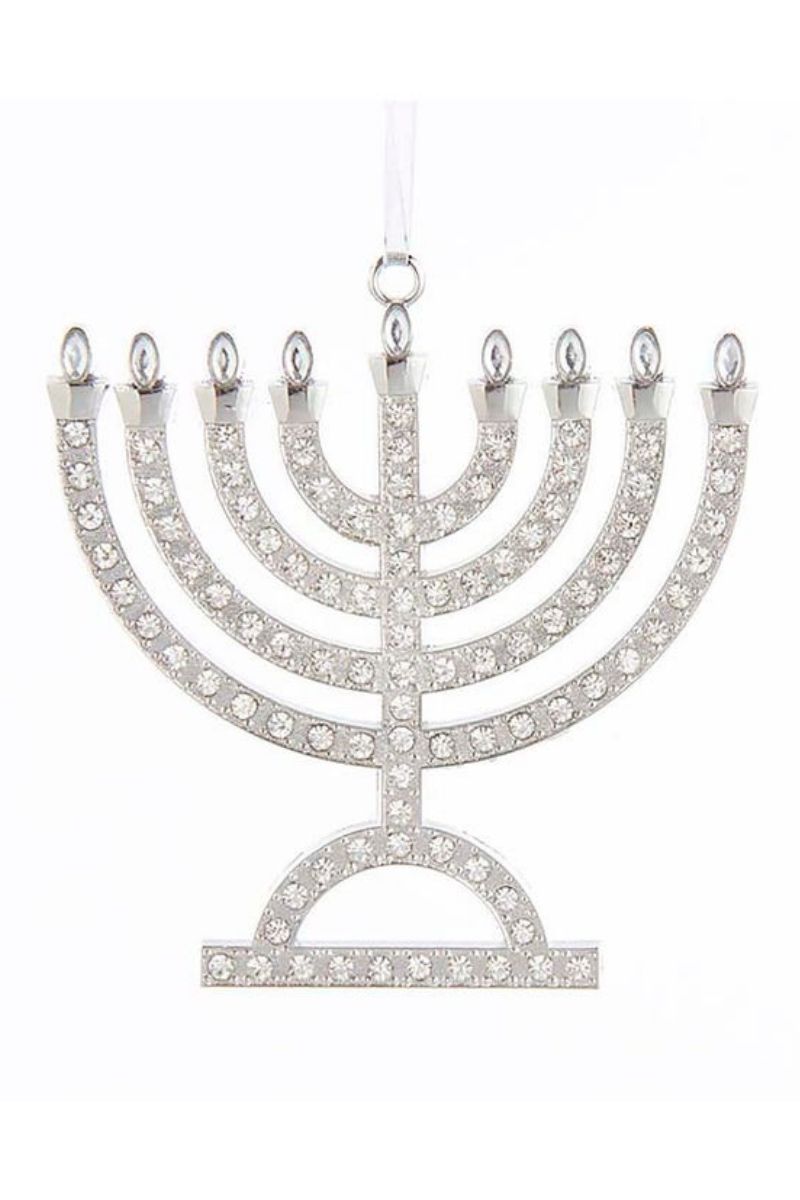 Metal Silver Menorah 3.75" Ornament