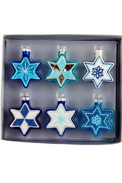 Glass Jewish Stars with Glitter 1.5" Box of 6