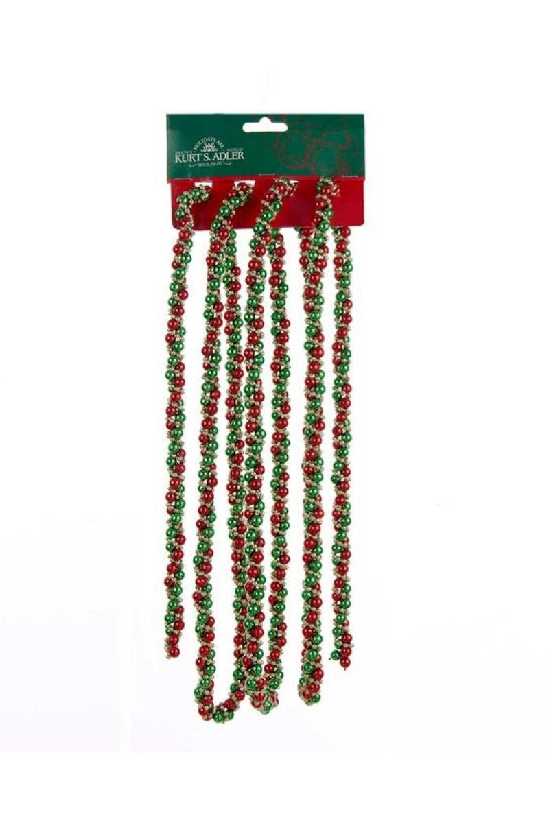 Twisted Bead Garland 9' Red, Green & Gold