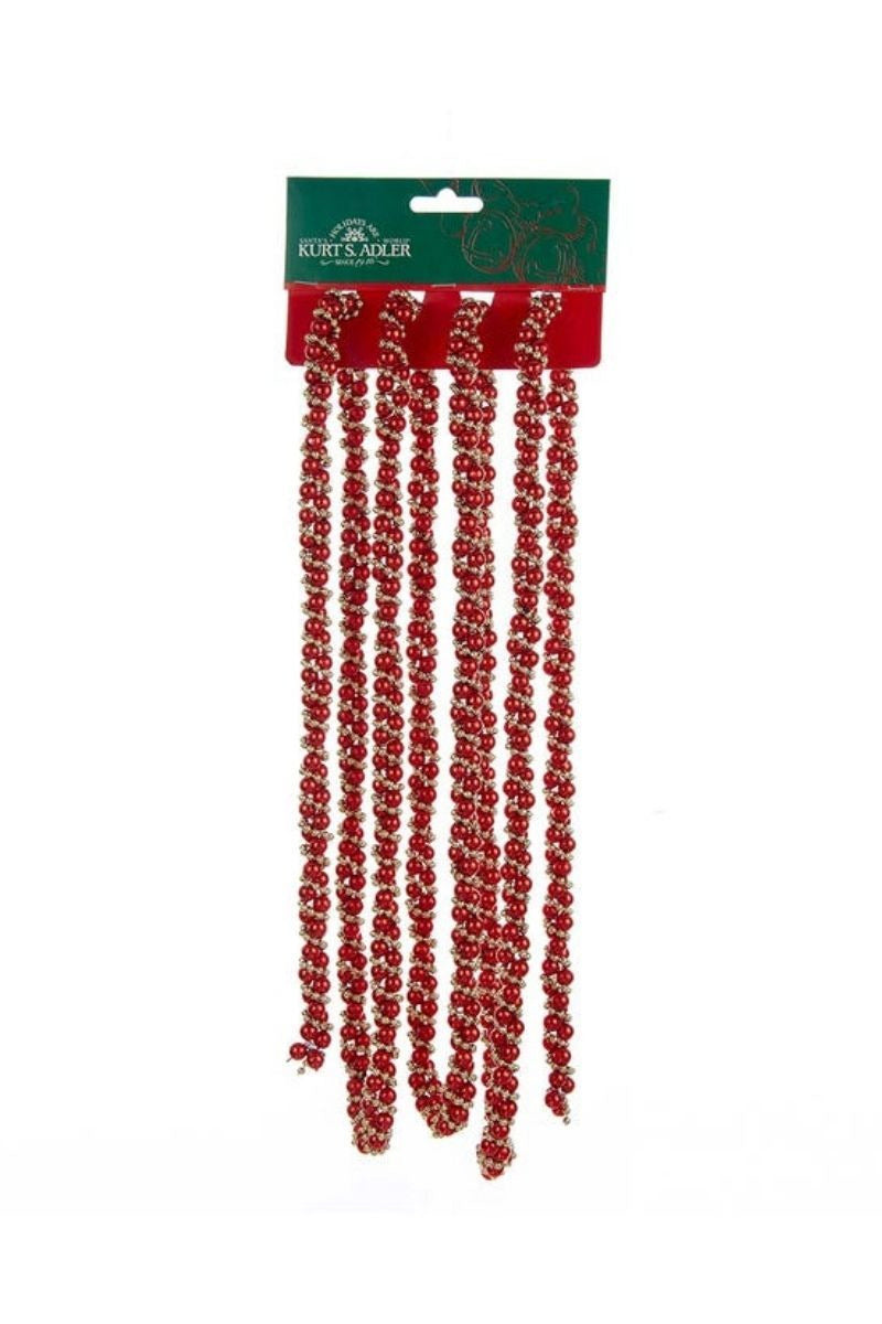 GARLND 9' RED/GOLD BEAD TWST