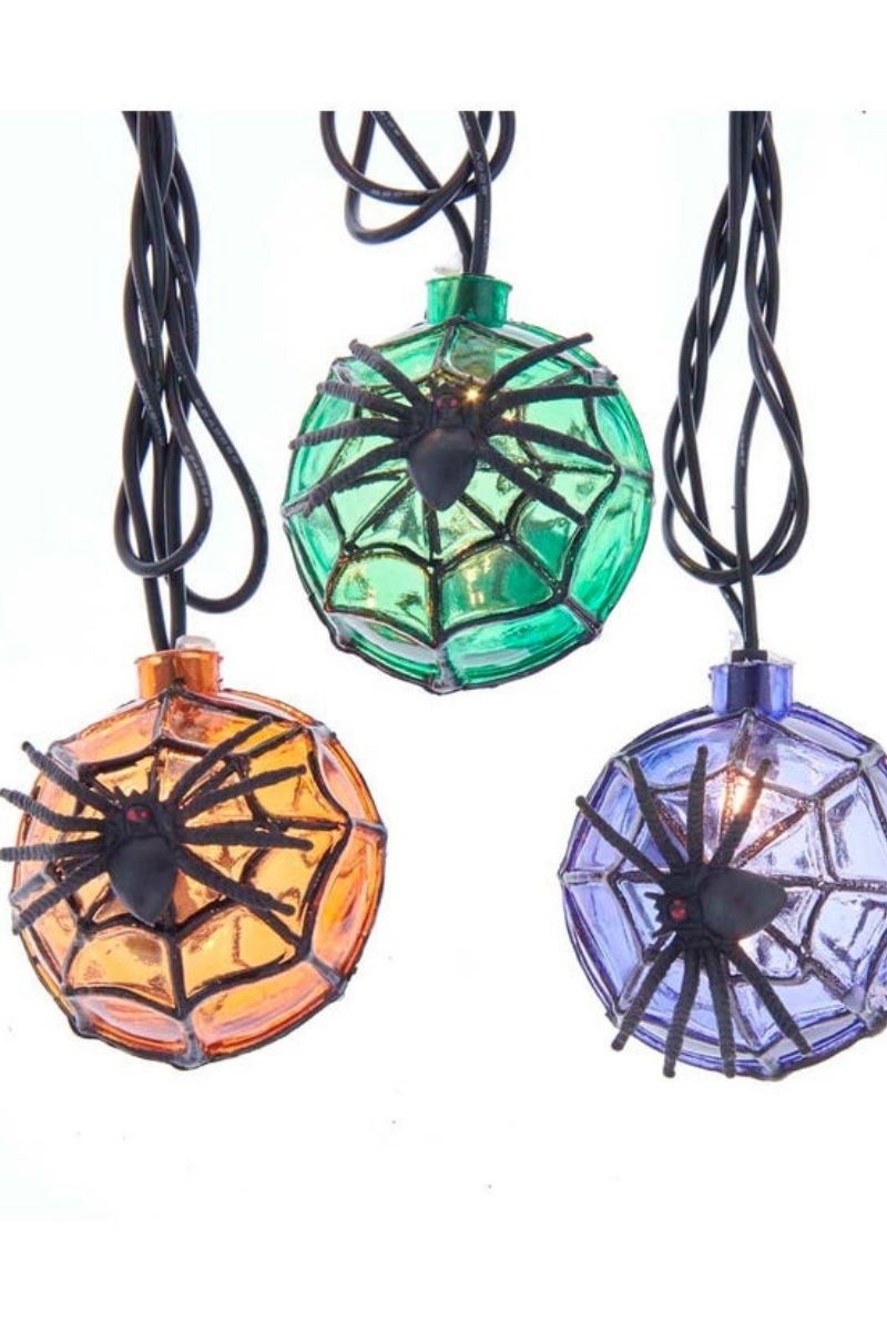 UL 10-Light Orange, Purple and Green Ball With Spider Light Set 12'