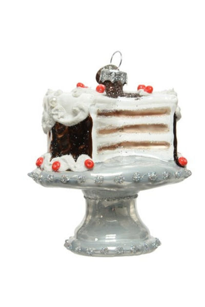 ORN GLASS CAKE ON STAND WH