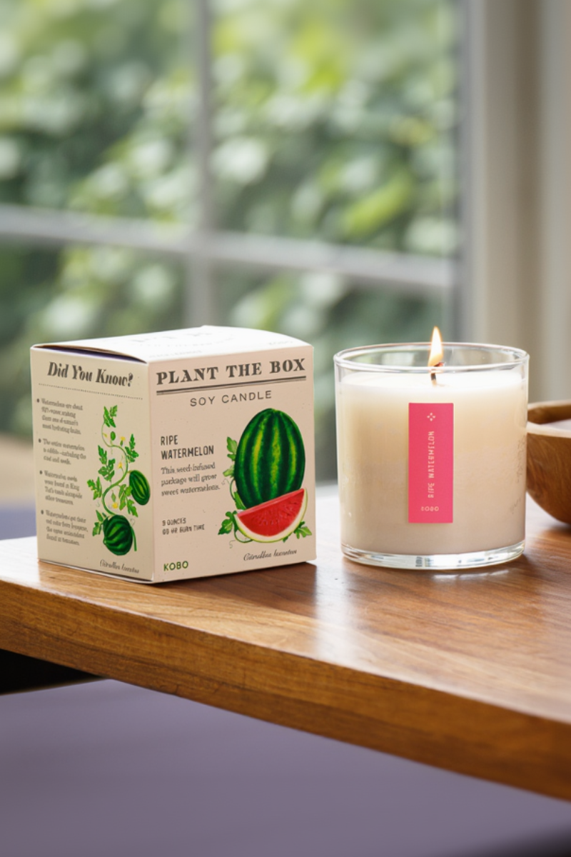 KOBO Ripe Watermelon Plant the Box Candle 9 oz