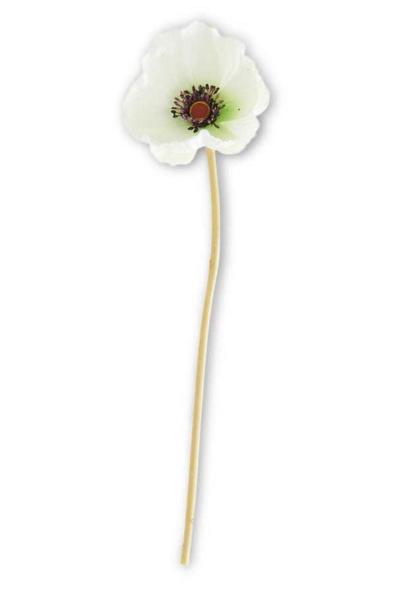 SILK STEM MINI POPPY WHITE 9.5