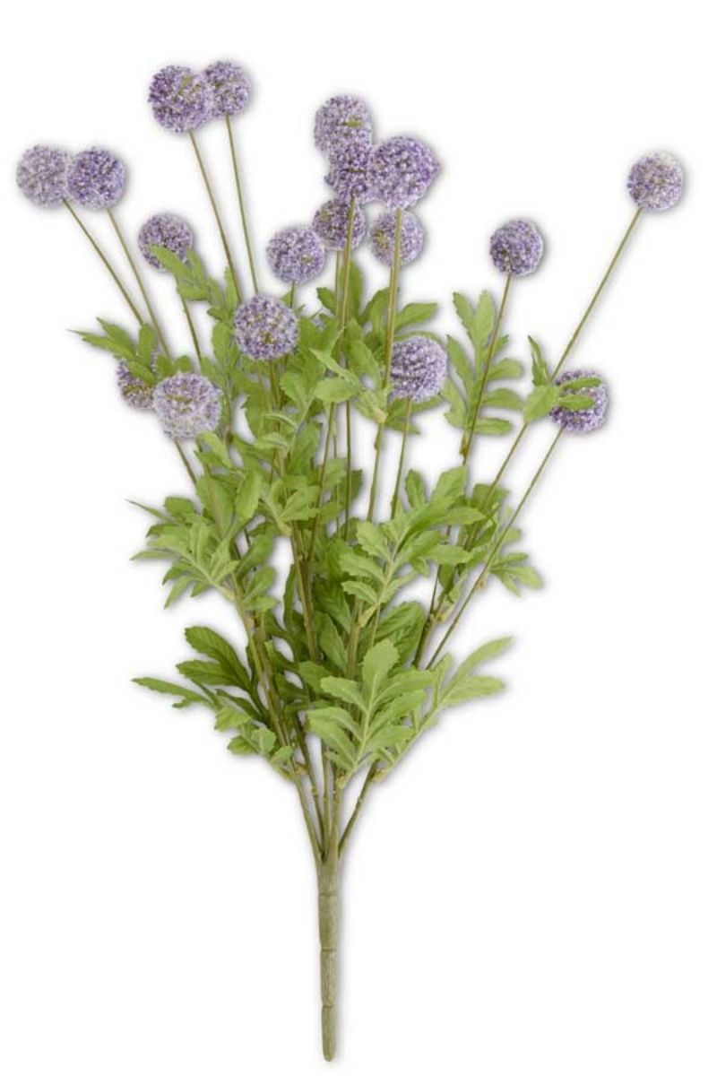 Faux Mini Allium Bush with Foliage 22" Purple