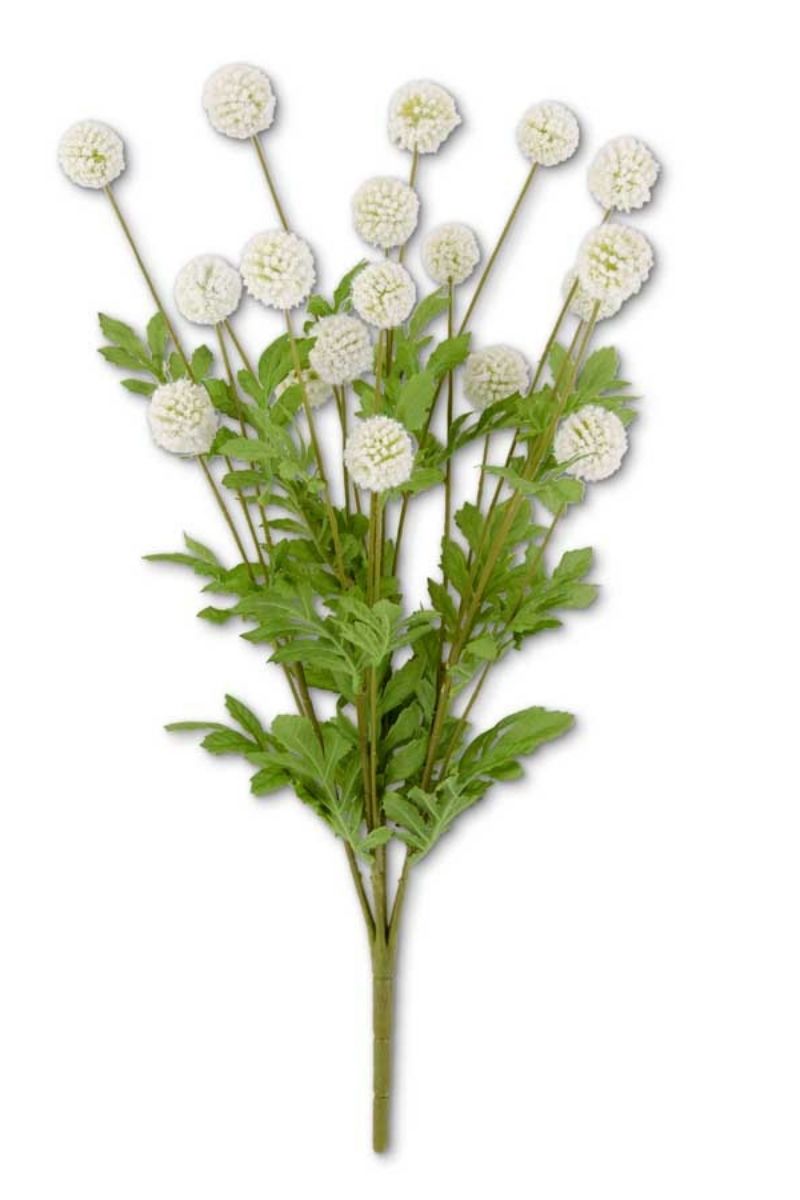 Faux Mini Allium Bush with Foliage 22" White
