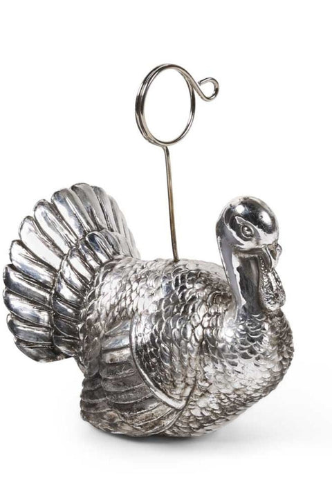 Silver Turkey Card Holder 4"