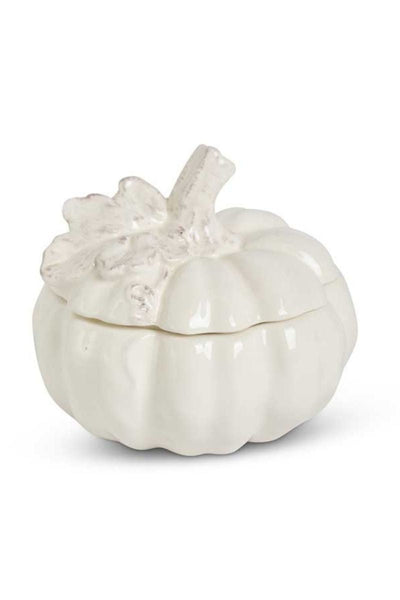 Cream Lidded Pumpkin Container 4.75"