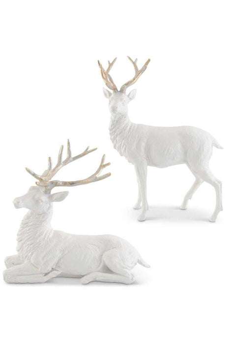 White Glittered Deer with Gold Antlers Small